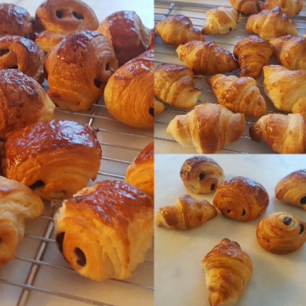 Atelier Viennoiserie, croissants, pains au raisin, rolls