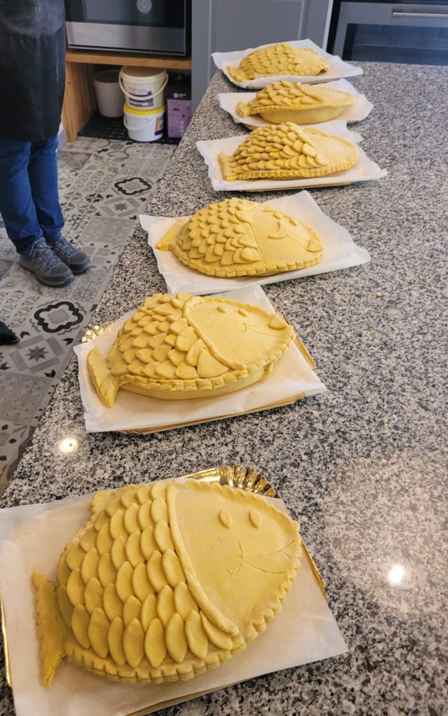 Saumon en koulibiac, pâte feuilletée, duxelles de champignons, saumon