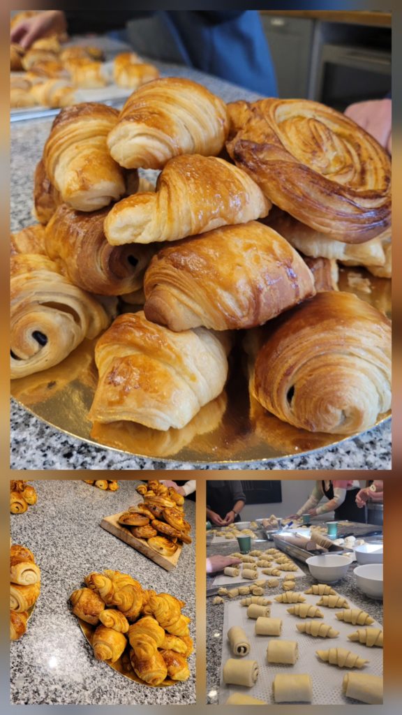 Atelier Viennoiserie, croissants, pains au raisin, rolls